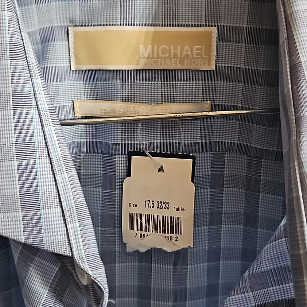 Excellent condition Michael Kors shirt blue size 17.5 - Picture 3 of 5